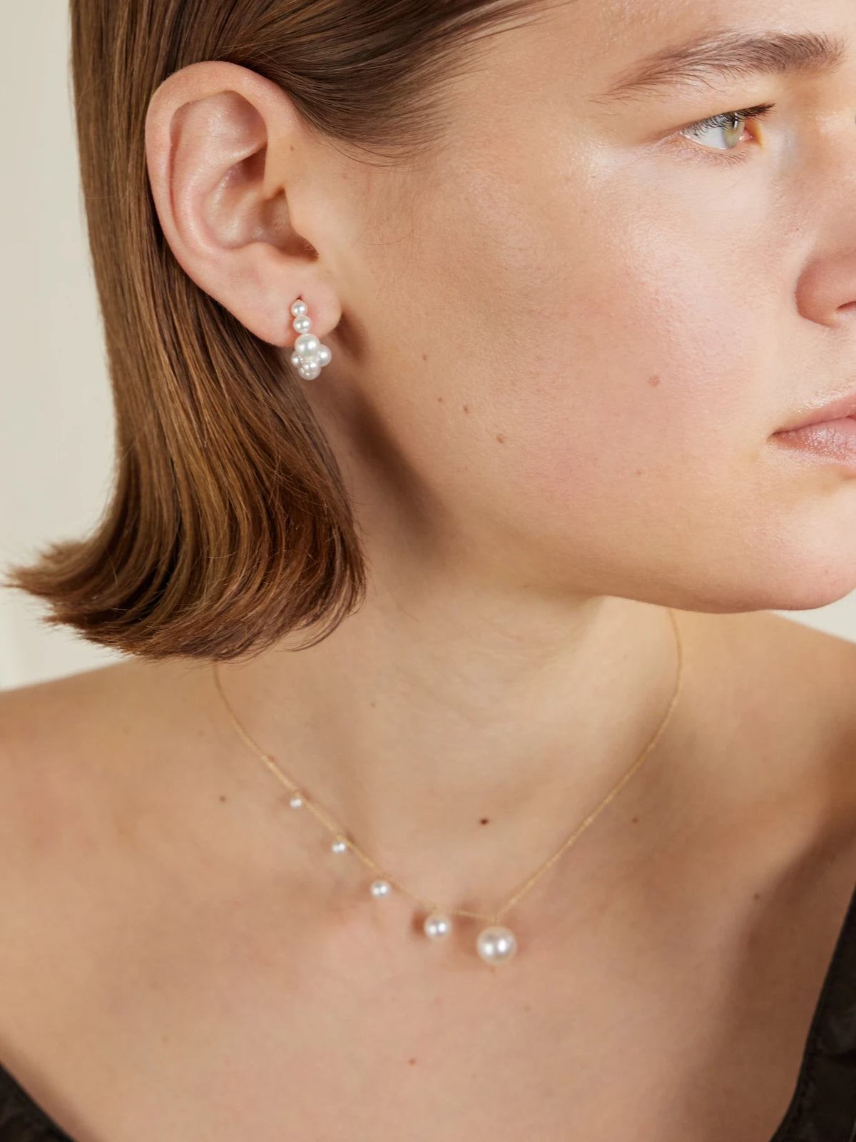 Image of Earrings. Product name - Boucle Botticelli 14-karat Recycled Gold Pearl Hoop Earrings in Multi colour by brand - Sophie Bille Brahe