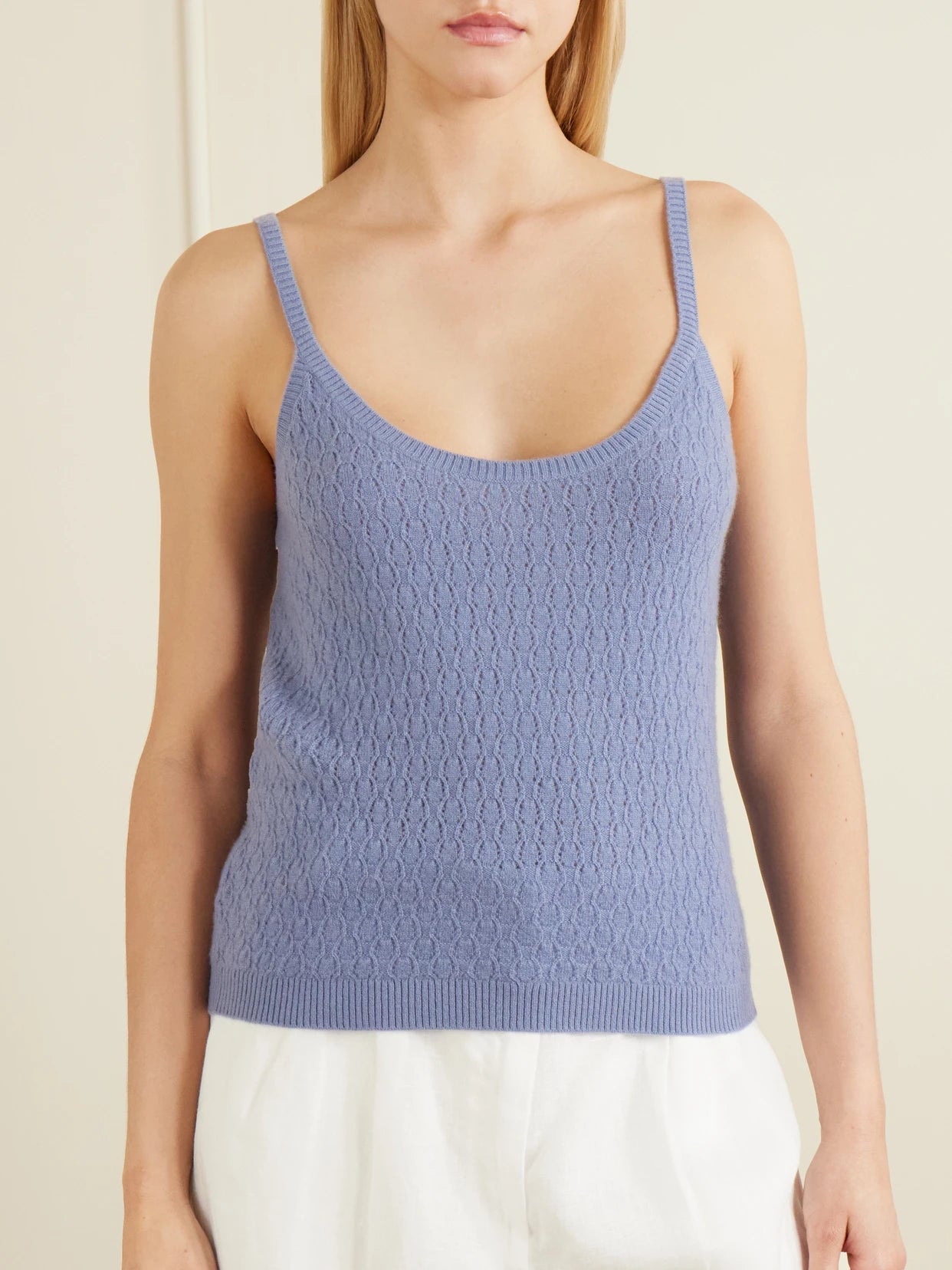 Fregene Pointelle Organic Cashmere Knit Tank