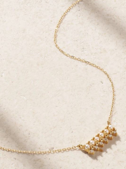 The Little Things 14-karat Gold, Diamond And Pearl Necklace