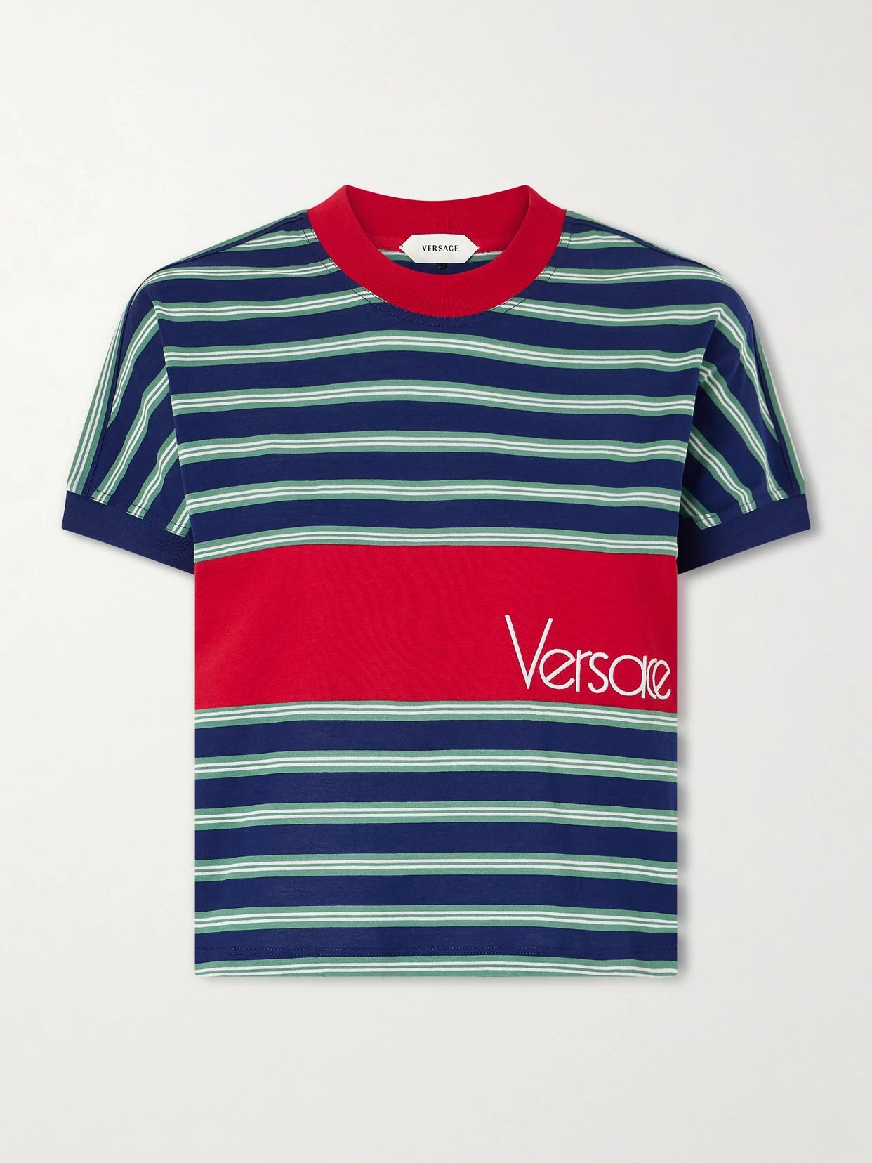 Logo-embroidered Striped Cotton-jersey T-shirt