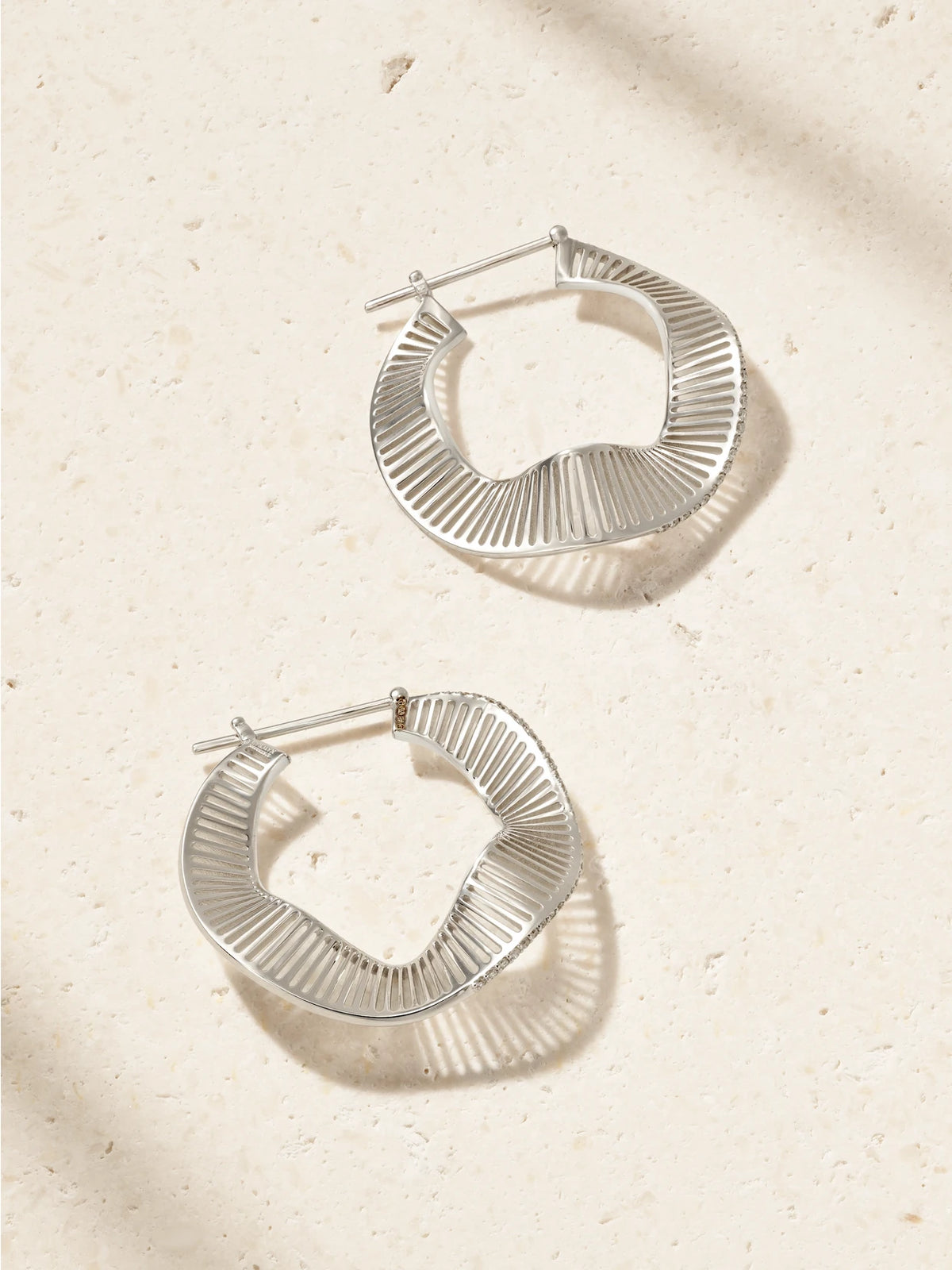Waves 18-karat White Gold Diamond Hoop Earrings