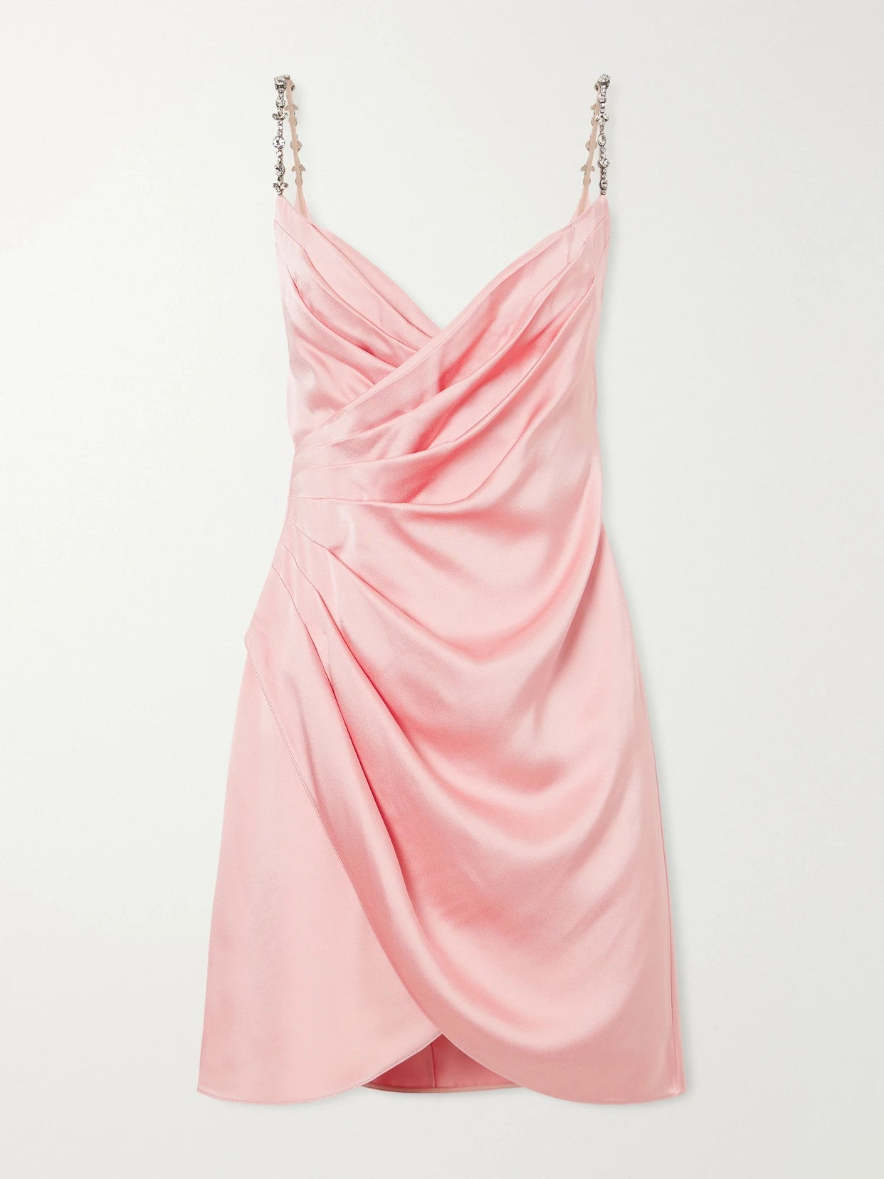 Crystal-embellished Pleated Cady Mini Dress