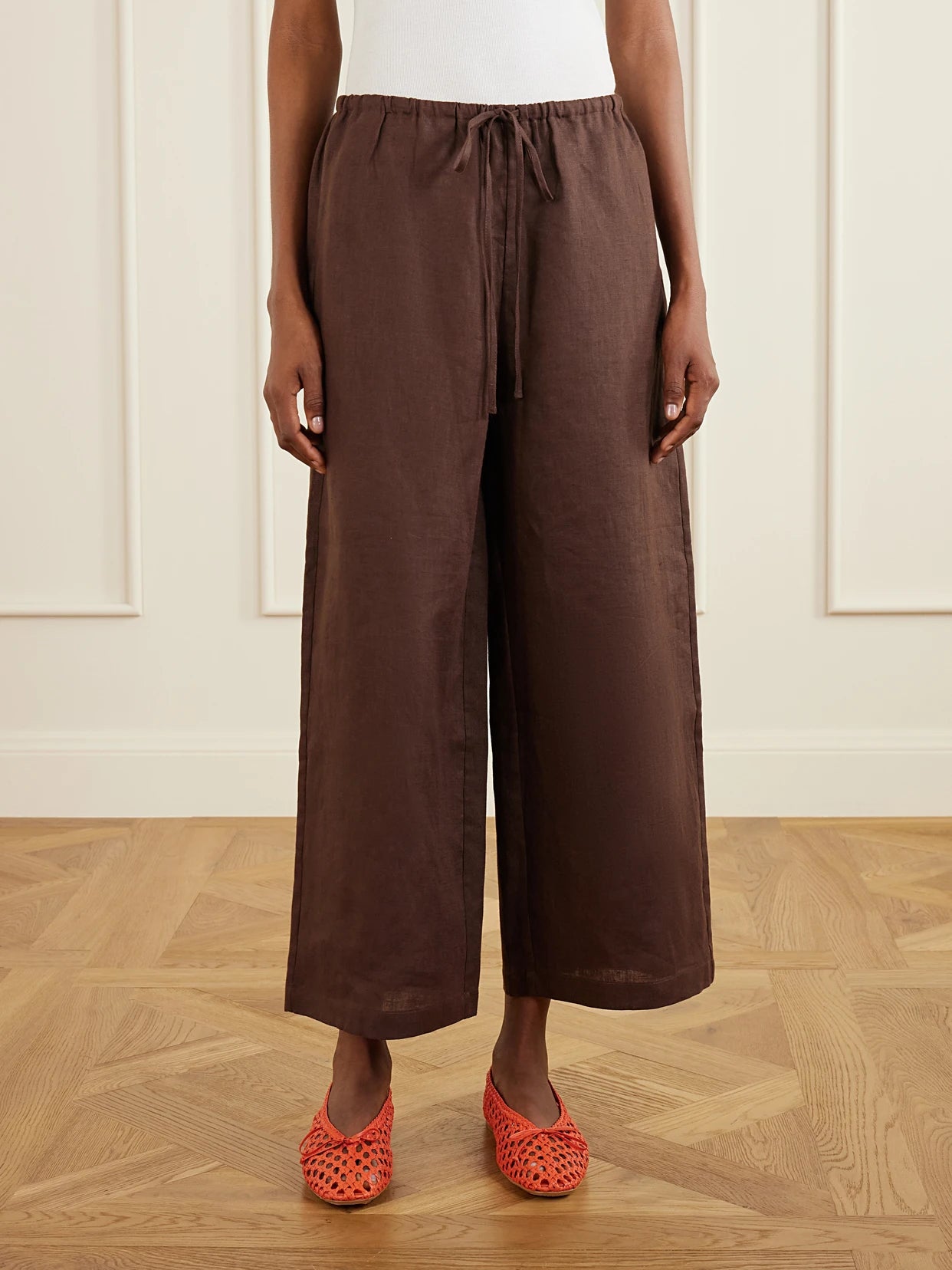 Mateo Linen Mid-rise Wide-leg Pants