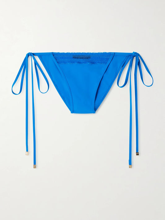Image of Swimwear. Product name - Lace-trimmed Bikini Briefs in Blue colour by brand - Kiki de Montparnasse