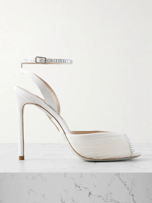 Be Mine 105 Embellished Grosgrain-trimmed Chiffon Sandals