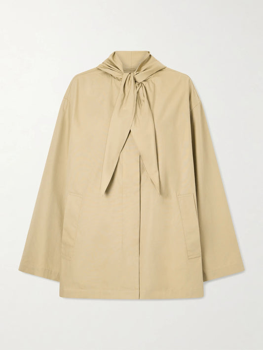 Image of Coats & Jackets. Product name - Scarf-detailed Organic Cotton Jacket in Beige colour by brand - TOTEME