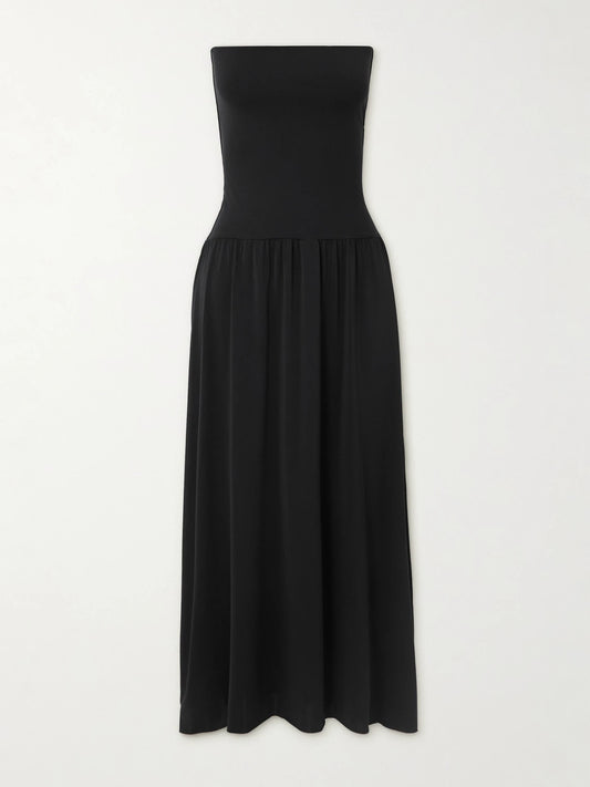 Image of Swimwear. Product name - Oda Peau Douce And Stretch-jersey Coverup in Black colour by brand - Eres