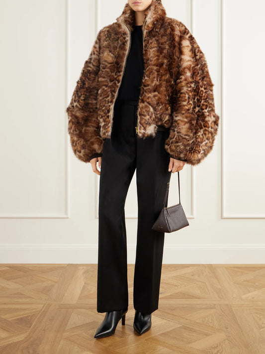 Image of Coats & Jackets. Product name - Ruff Rider Cheetah-print Shearling Bomber Jacket in Leopard print colour by brand - Willy Chavarria