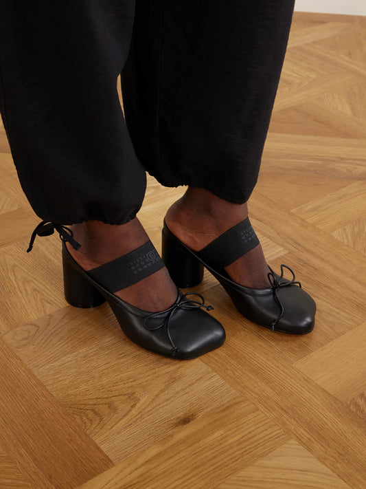 Bow-detailed Leather Mules