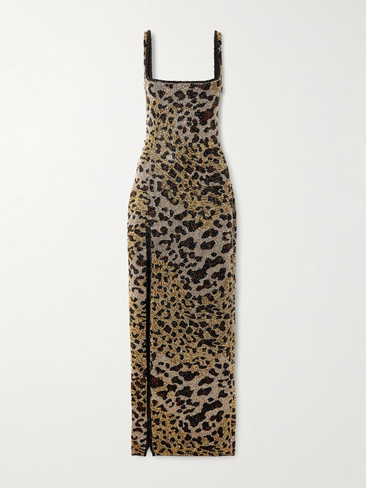 Image of Dresses. Product name - Eartha Embellished Leopard-print Stretch-mesh Gown in Leopard print colour by brand - Clio Peppiatt