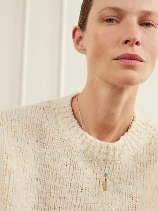 Image of Necklaces. Product name - Petit Vase 9-karat Gold, Emerald And Blackened Diamond Necklace in Multi colour by brand - Yvonne Léon