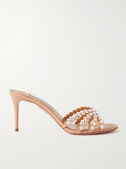 Tequila 75 Crystal-embellished Leather Mules