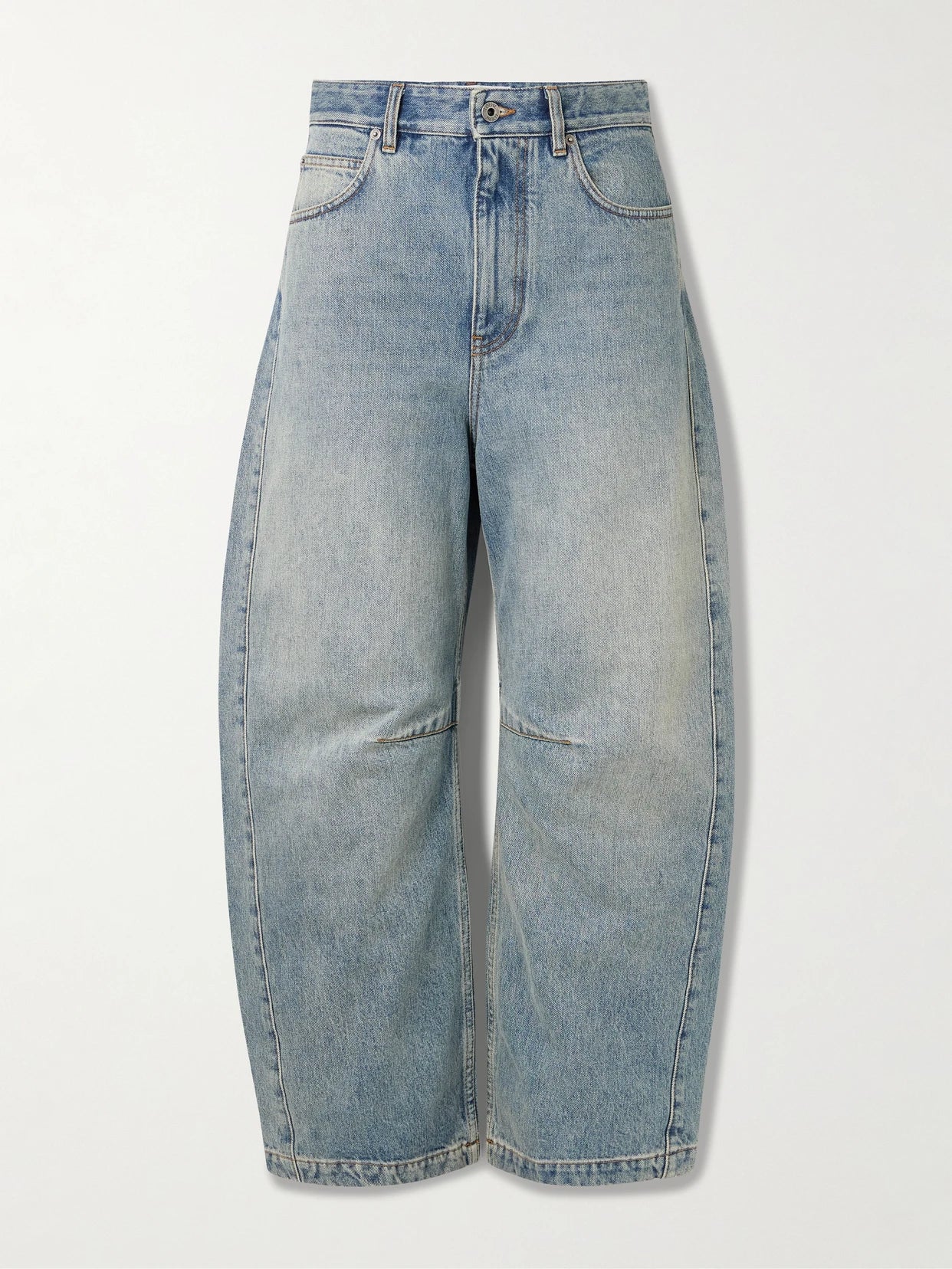 Embroidered High-rise Barrel-leg Jeans