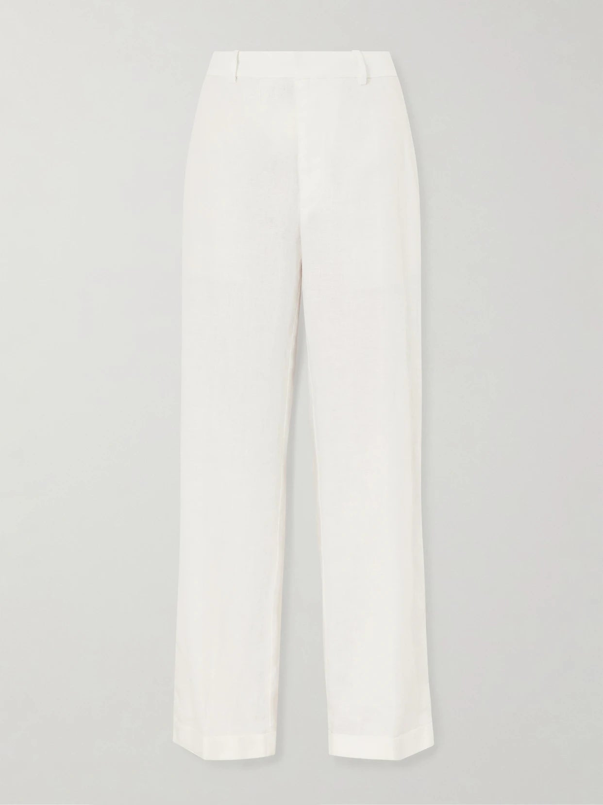 Image of a model wearing Pants. Product name - Pleated Linen Straight-leg Pants in White colour by brand - Polo Ralph Lauren