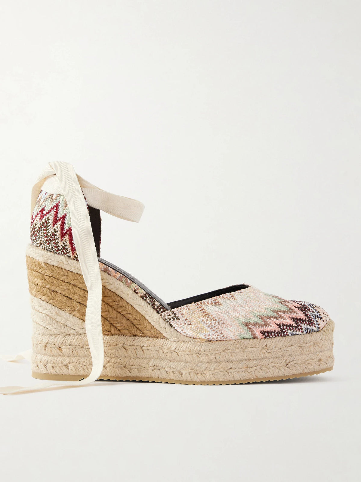 Eva 80 Striped Woven Wedge Sandals