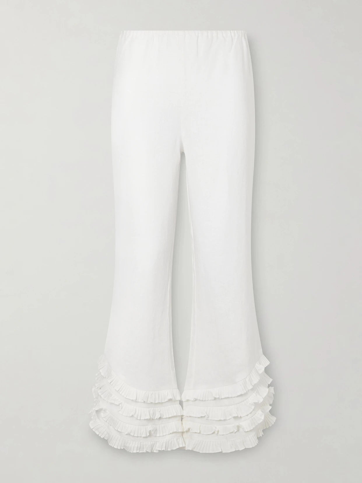 Florence Ruffled Linen Straight-leg Pants