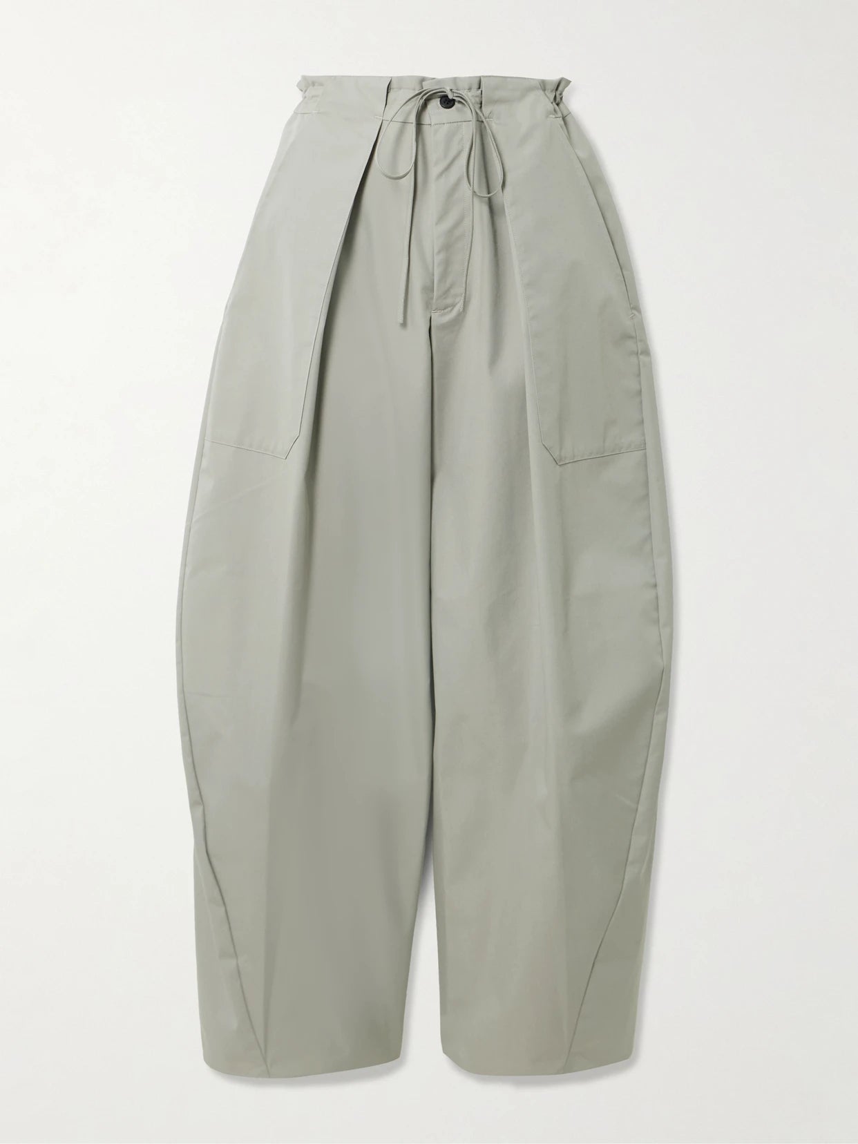 Image of Jeans. Product name - Clemence Pleated Cotton-blend Twill Barrel-leg Pants in Gray colour by brand - KALLMEYER