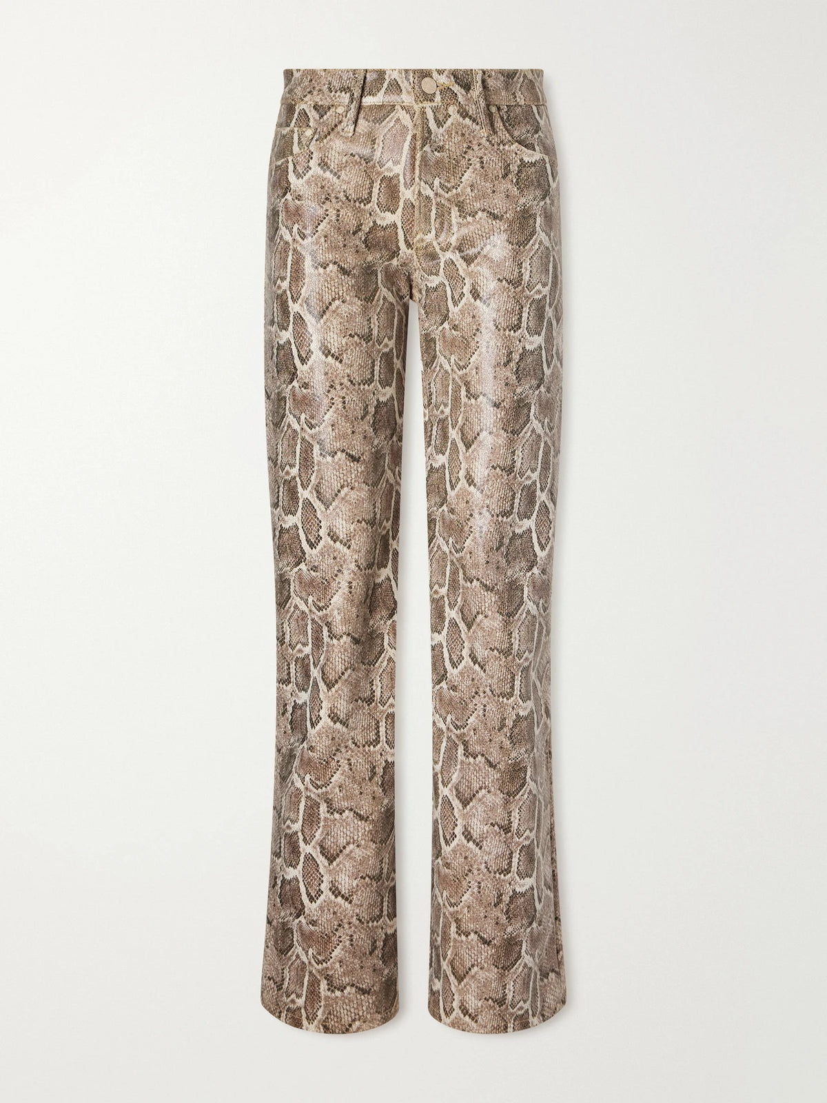 Mother The Maven Sneak Coated Snake-effect Leather-blend Wide-leg Pants