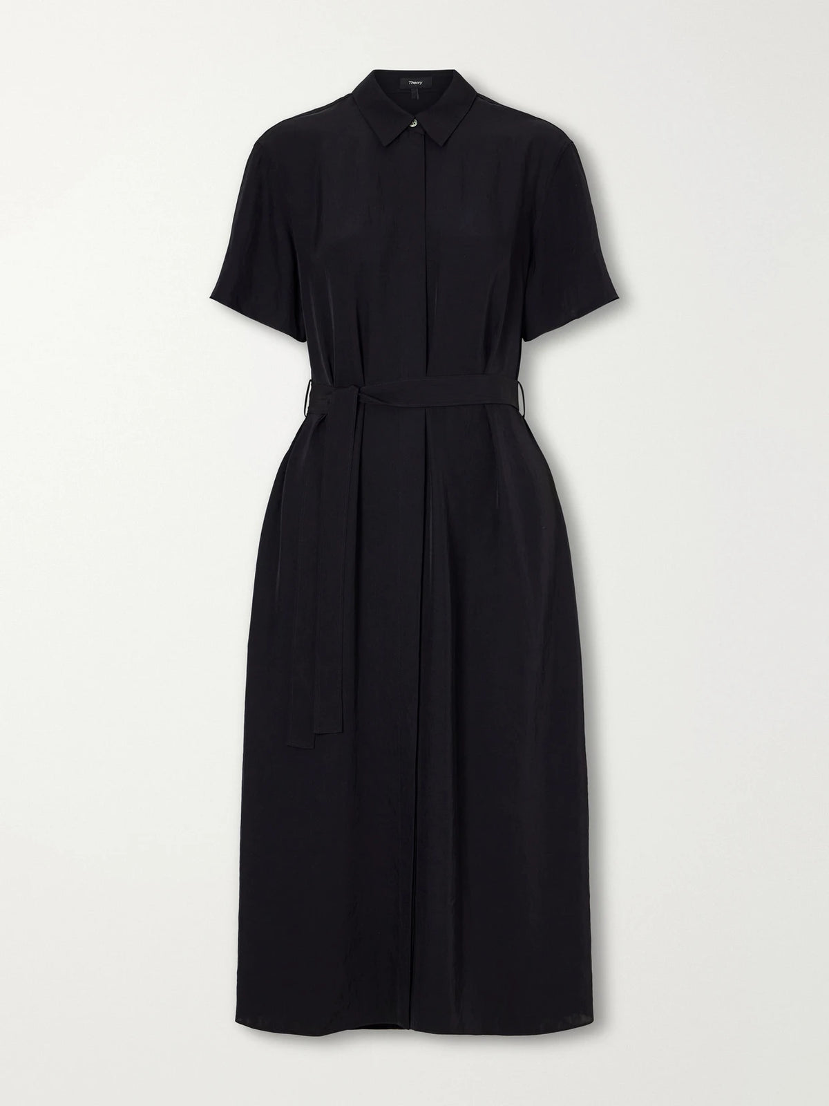 Theory Belted Crepe Midi Dress