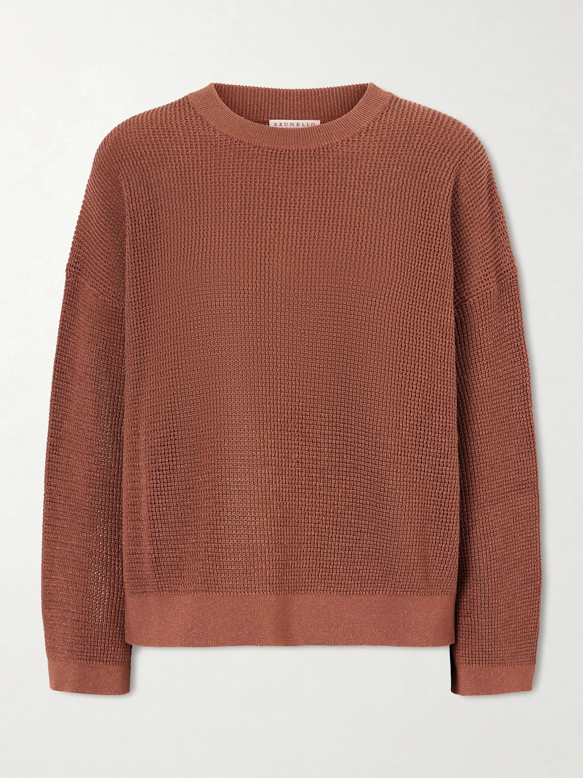 Brunello Cucinelli Metallic Open-knit Cotton-blend Sweater