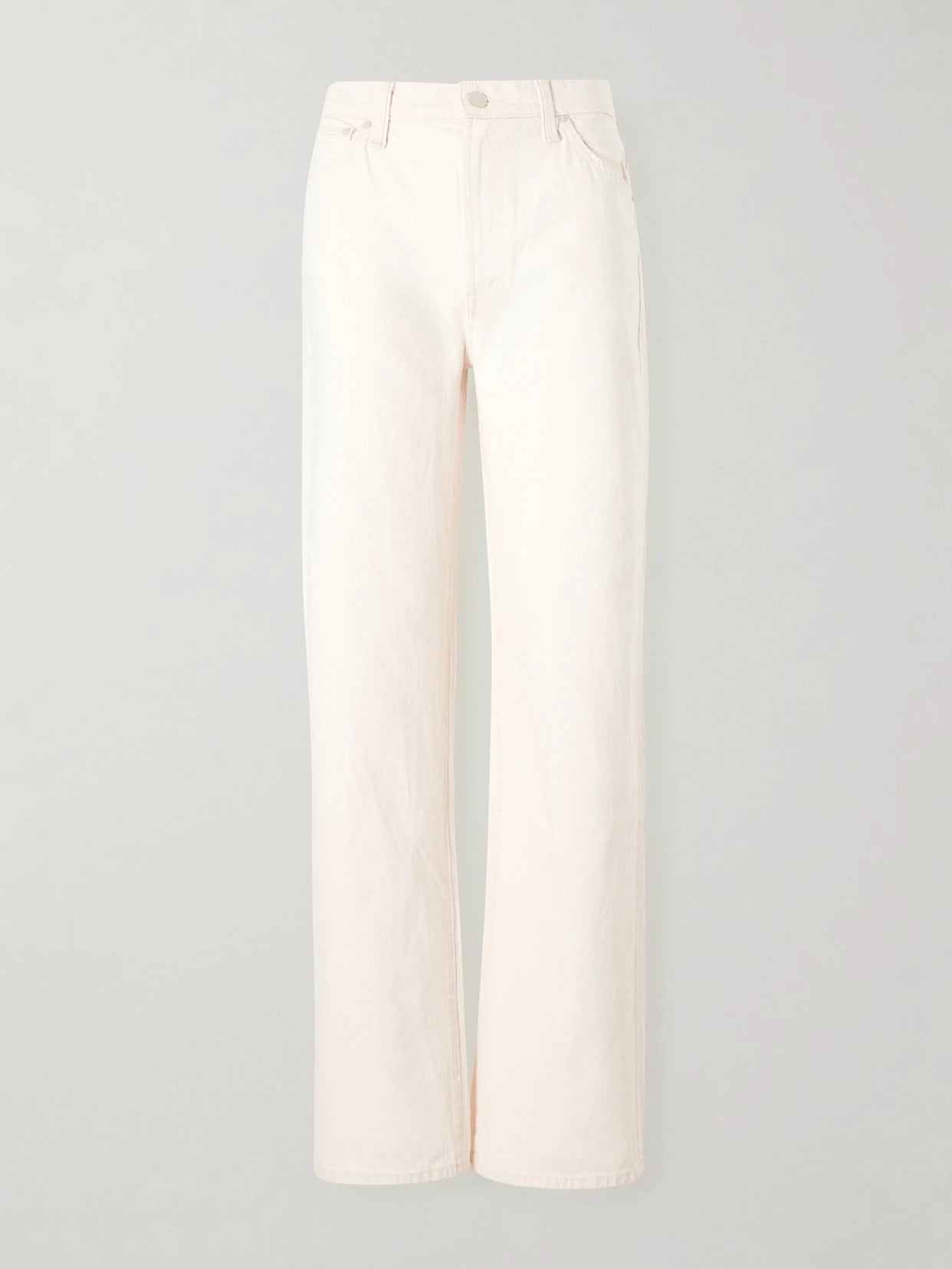 Image of Jeans. Product name - The Dodger Skimp Mid-rise Straight-leg Jeans in Cream colour by brand - Mother