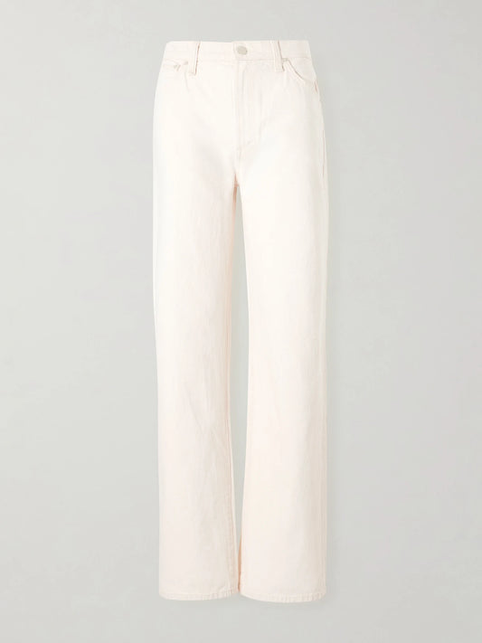 Image of Jeans. Product name - The Dodger Skimp Mid-rise Straight-leg Jeans in Cream colour by brand - Mother