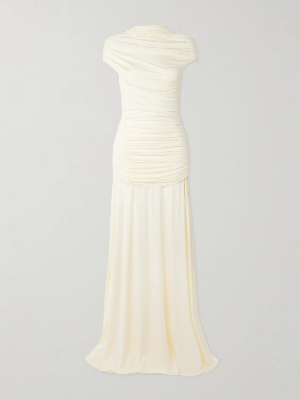 Image of Dresses. Product name - Open-back Draped Stretch-jersey Maxi Dress in Yellow colour by brand - Self-Portrait