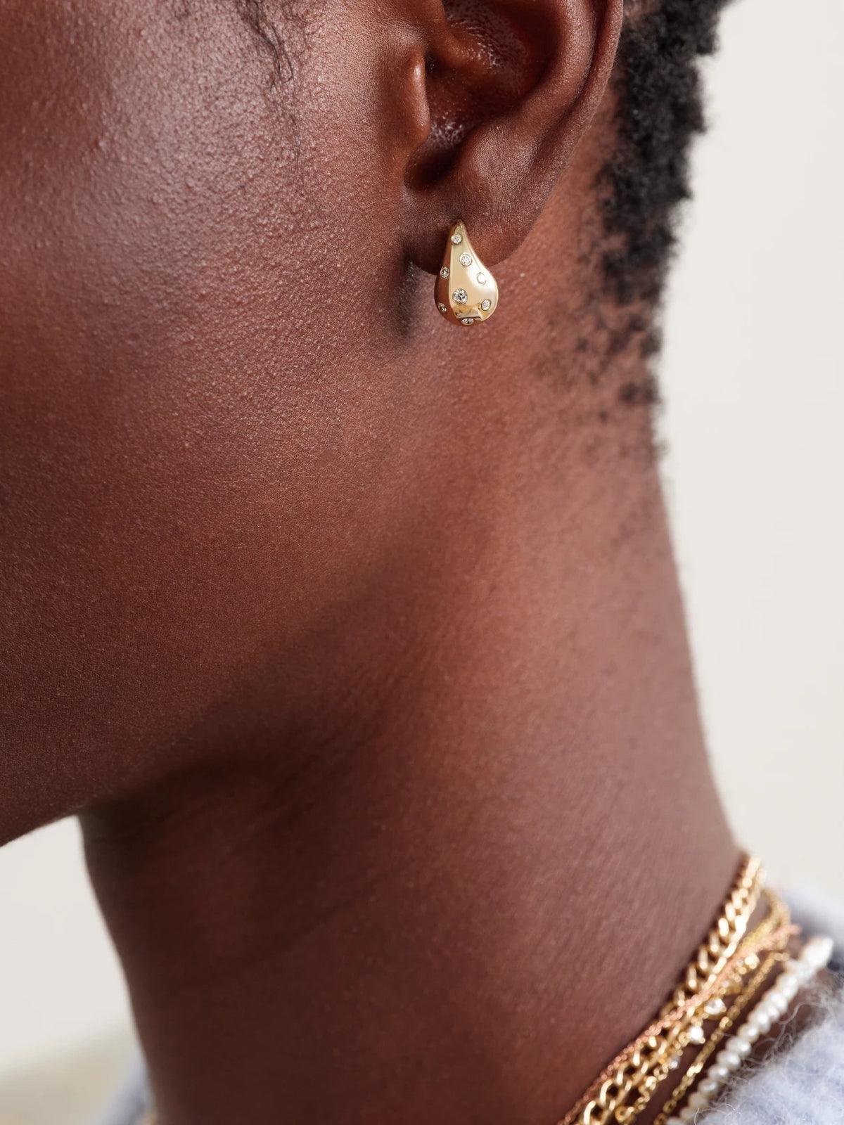 Image of Earrings. Product name - Happy Tears 14-karat Gold Diamond Earrings in Multi colour by brand - Roxanne First