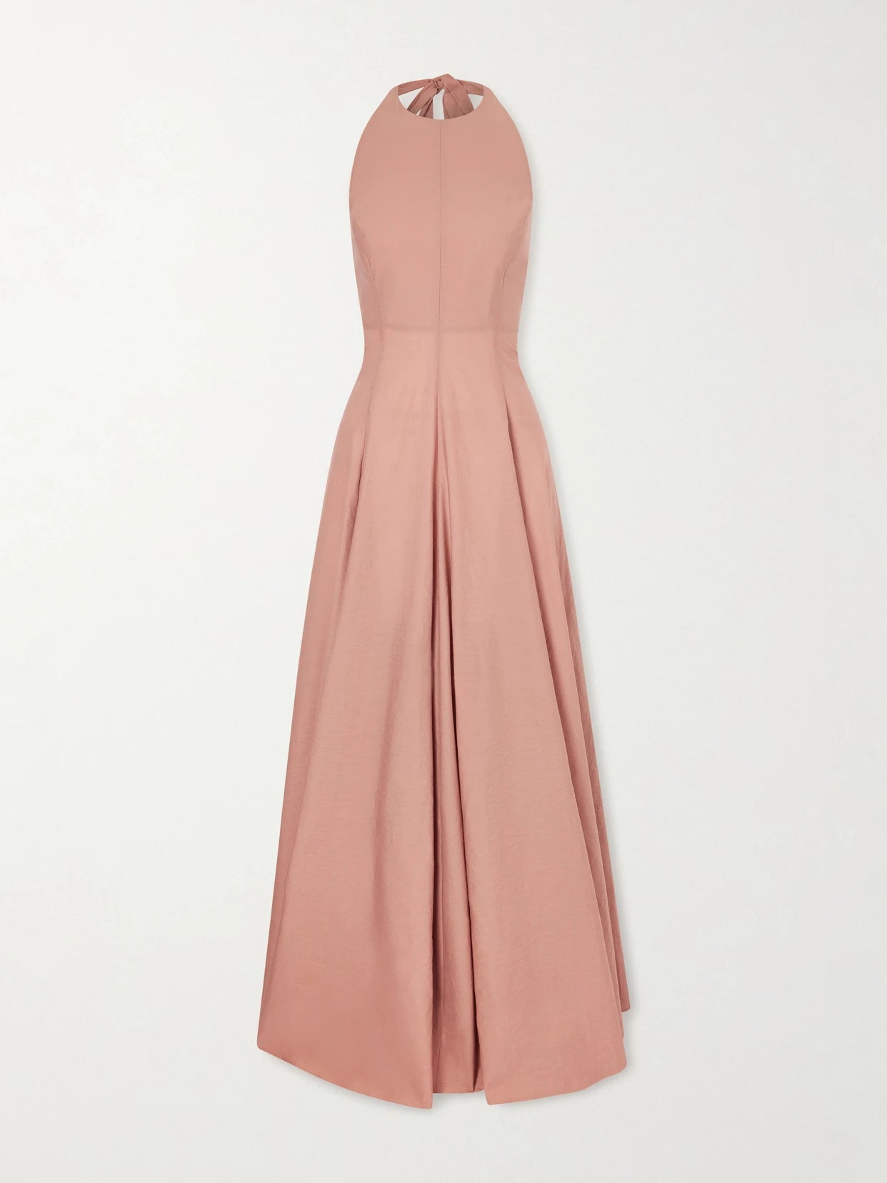 Pleated Cotton-blend Halterneck Maxi Dress
