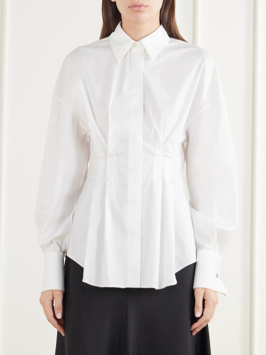 Brunello Cucinelli Pleated Cotton-blend Poplin Shirt