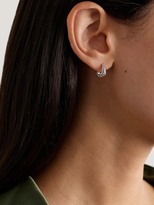 Image of Earrings. Product name - 9-karat White Gold Diamond Hoop Earrings in Multi colour by brand - Yvonne Léon
