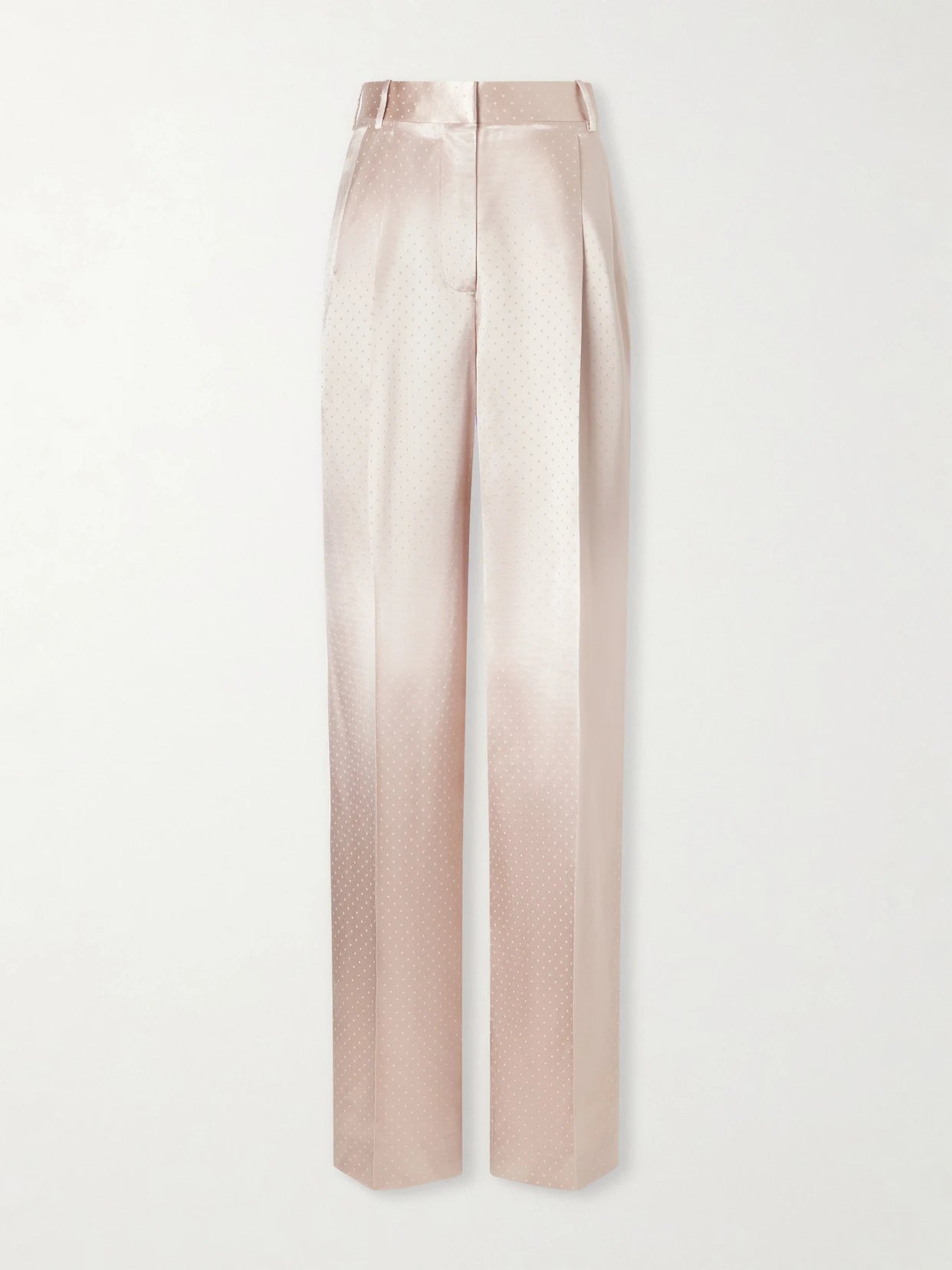 Polka- Dot Satin Straight-leg Pants