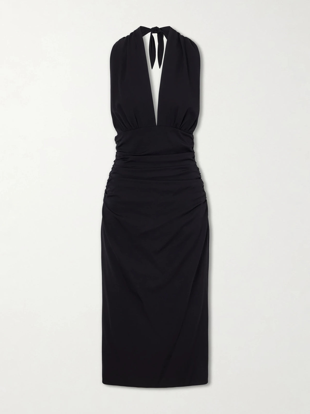 Halterneck Backless Silk-blend Midi Dress