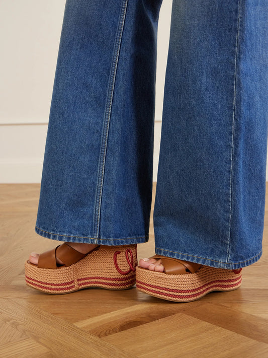 Leather Platform Espadrilles