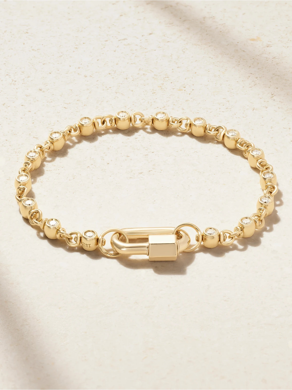 Chubby Babylock + Small Canned Chain 18-karat Gold Diamond Bracelet