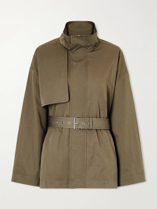 Image of Coats & Jackets. Product name - The Short Field Belted Cotton-twill Jacket in Green colour by brand - FRAME