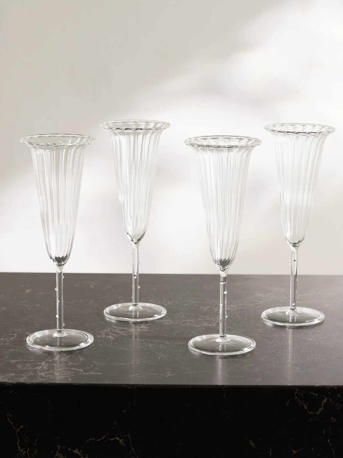 Angel Set Of Four Glass Champagne Flutes