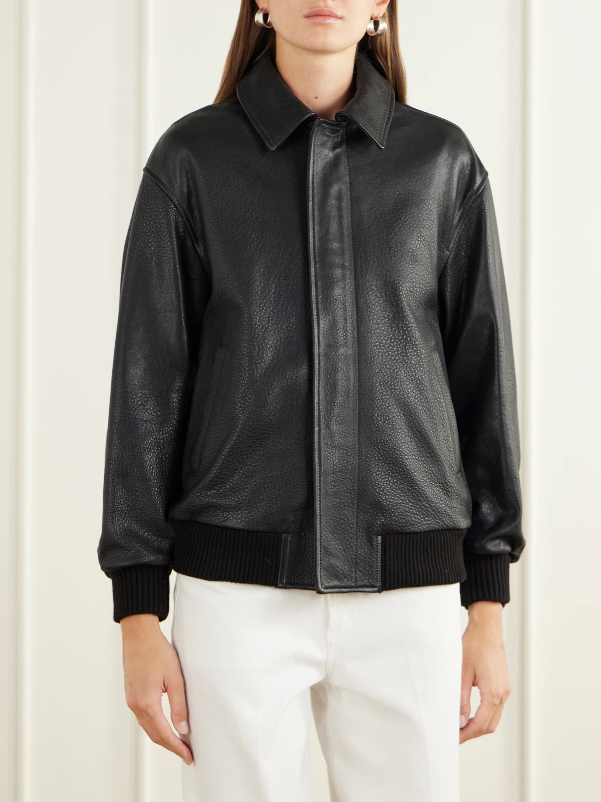 Nour Hammour Toyen Leather Bomber Jacket