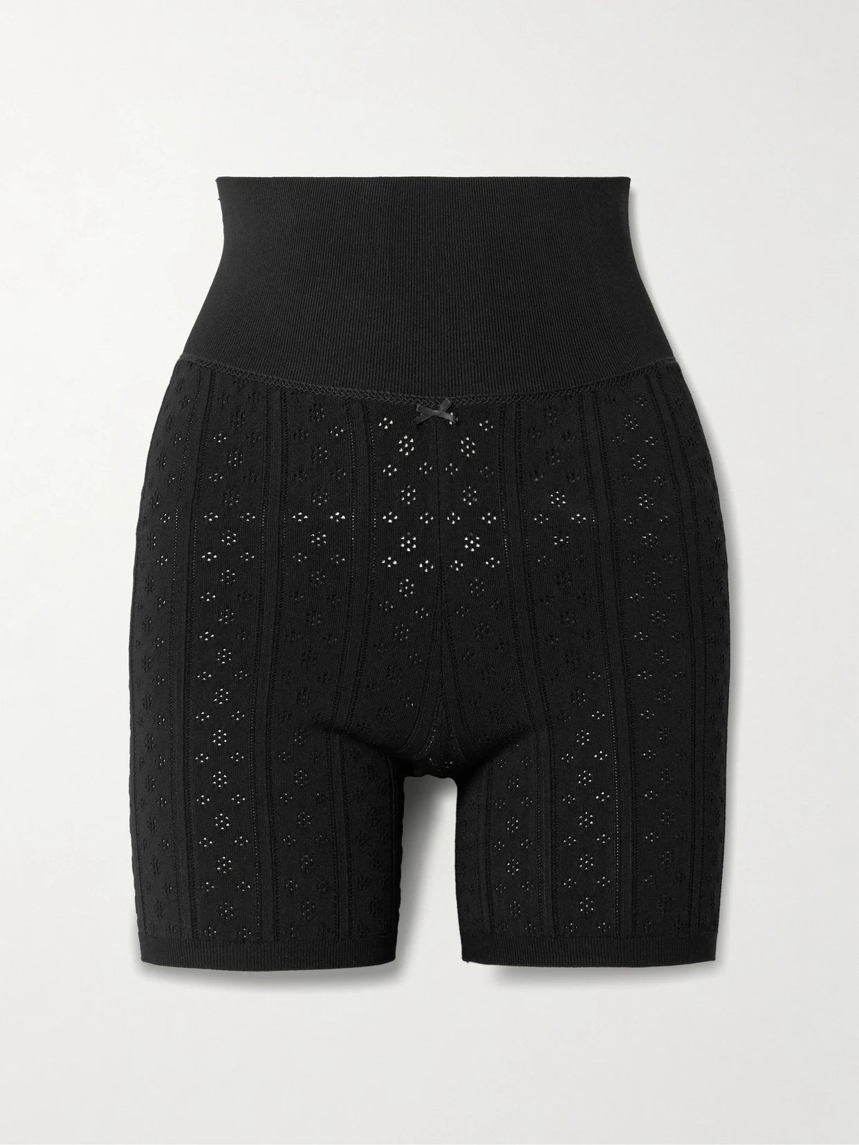 Bow-embellished Pointelle-knit Recycled-jersey Shorts