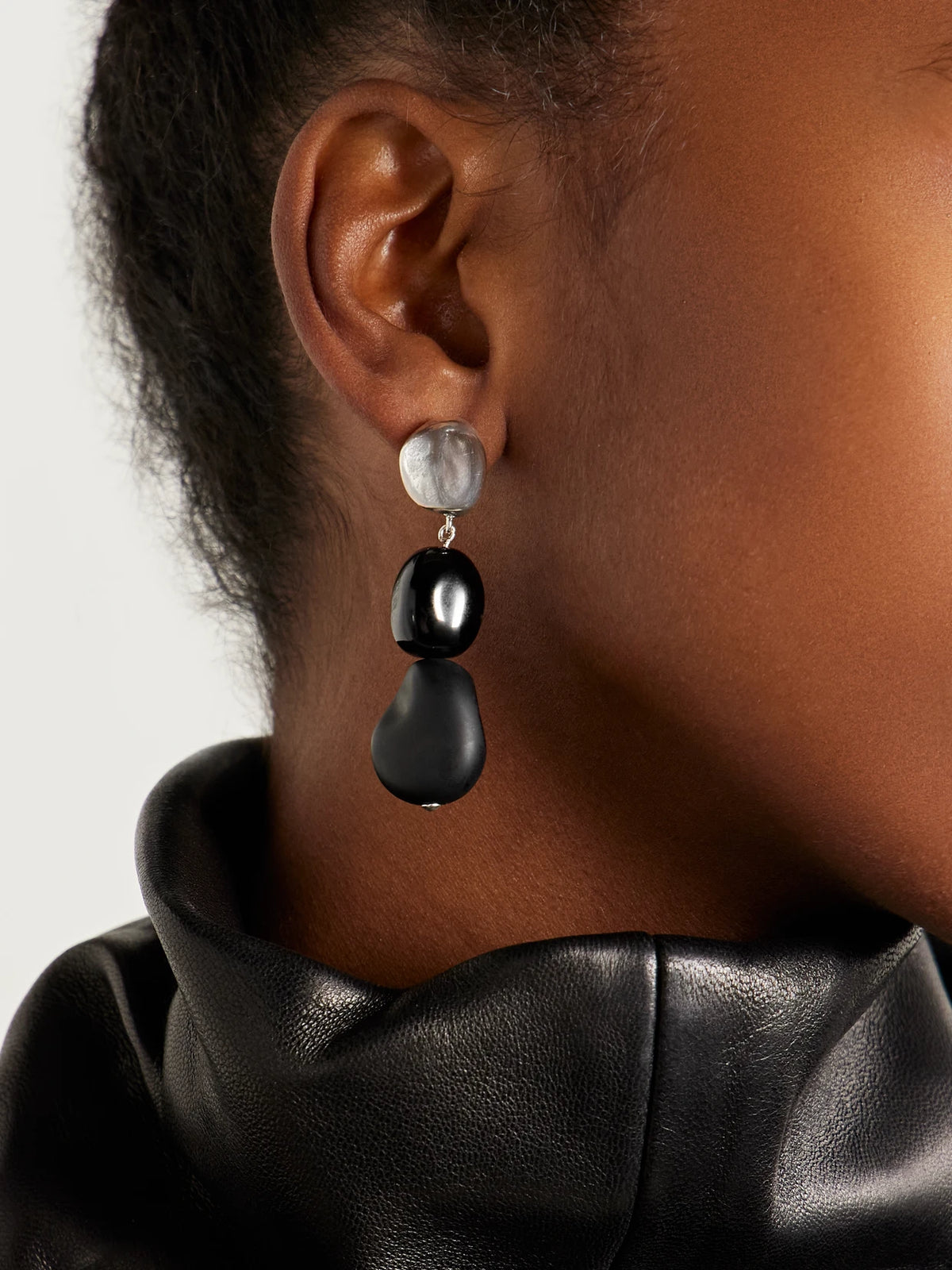 Image of Earrings. Product name - Ada Sterling Silver Onyx Earrings in Black colour by brand - AGMES