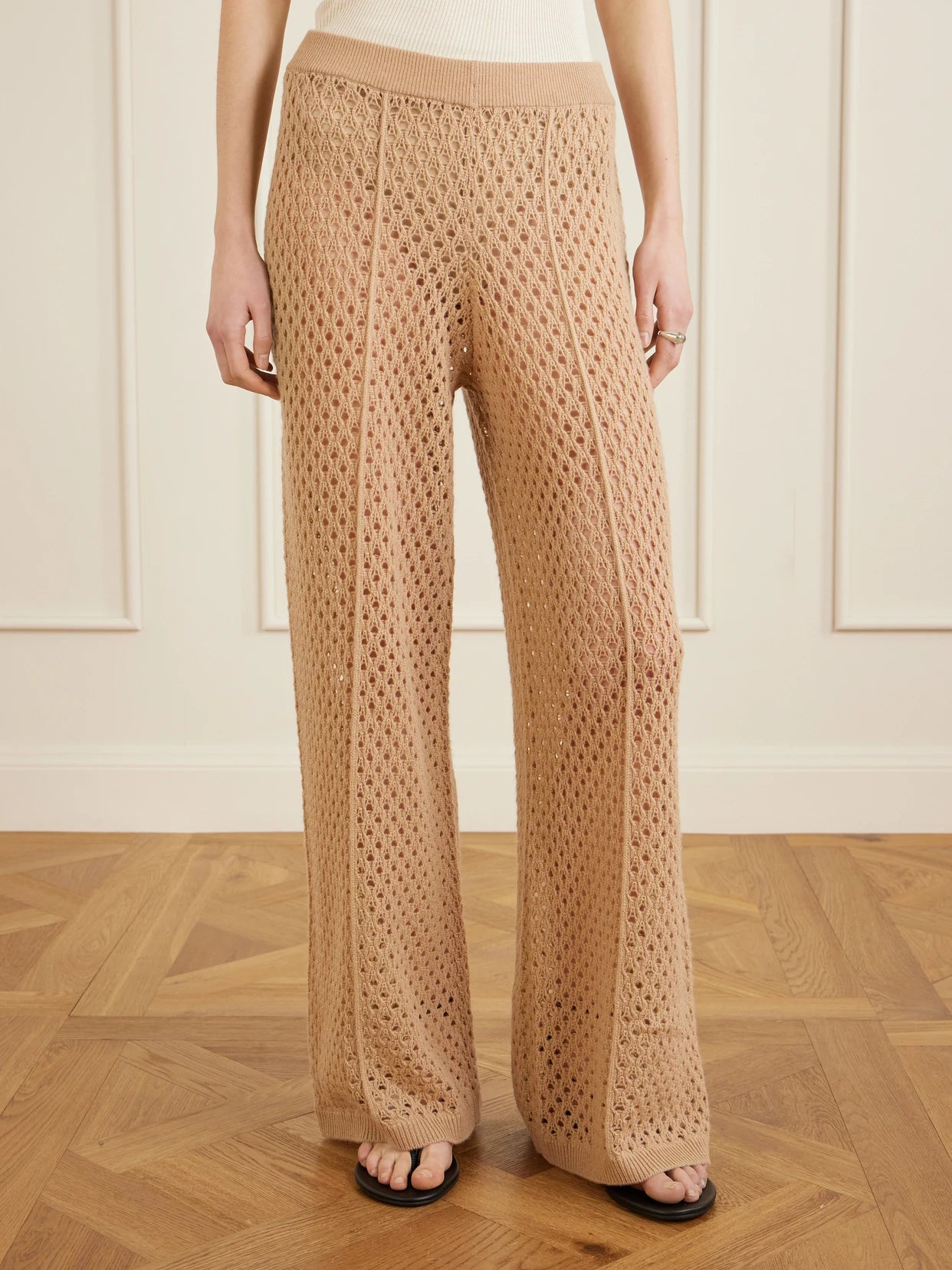 Crochet-knit Wool And Cashmere-blend Wide-leg Pants
