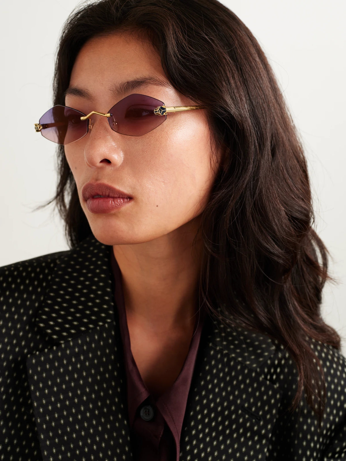 Image of Sunglasses. Product name - Panthère Hexagon-frame Gold-tone Sunglasses in Multi colour by brand - Cartier Eyewear