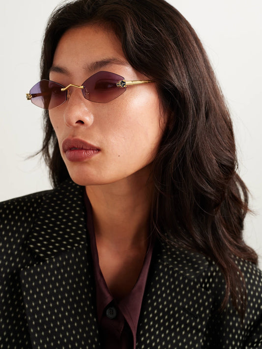 Image of Sunglasses. Product name - Panthère Hexagon-frame Gold-tone Sunglasses in Multi colour by brand - Cartier Eyewear