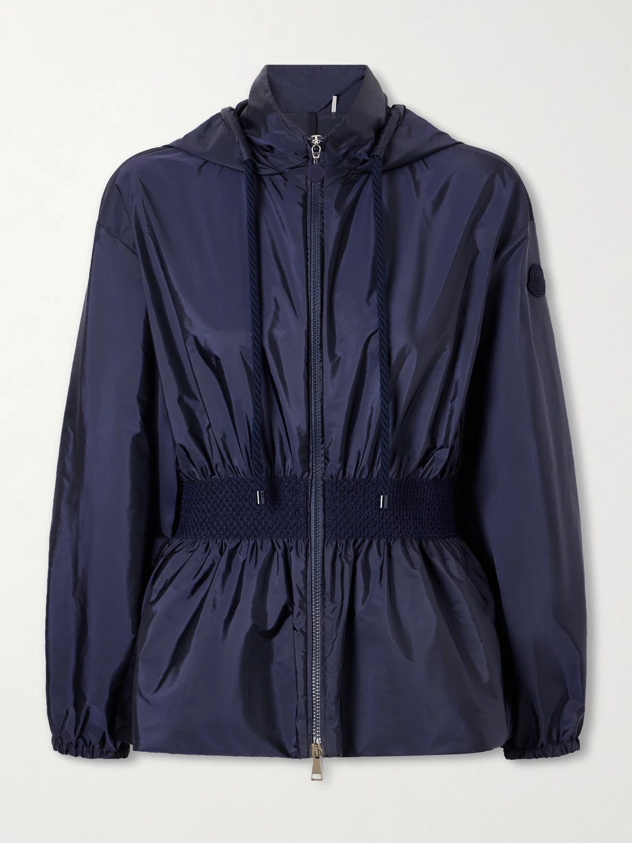 Image of Coats & Jackets. Product name - Liriope Hooded Gathered Shell Jacket in Navy colour by brand - Moncler
