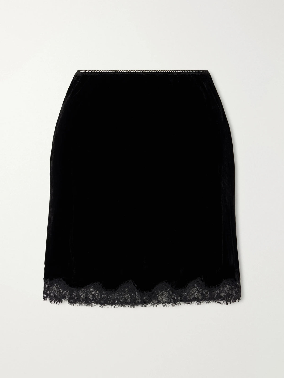 RIXO Kornelia Lace-trimmed Velvet Mini Skirt