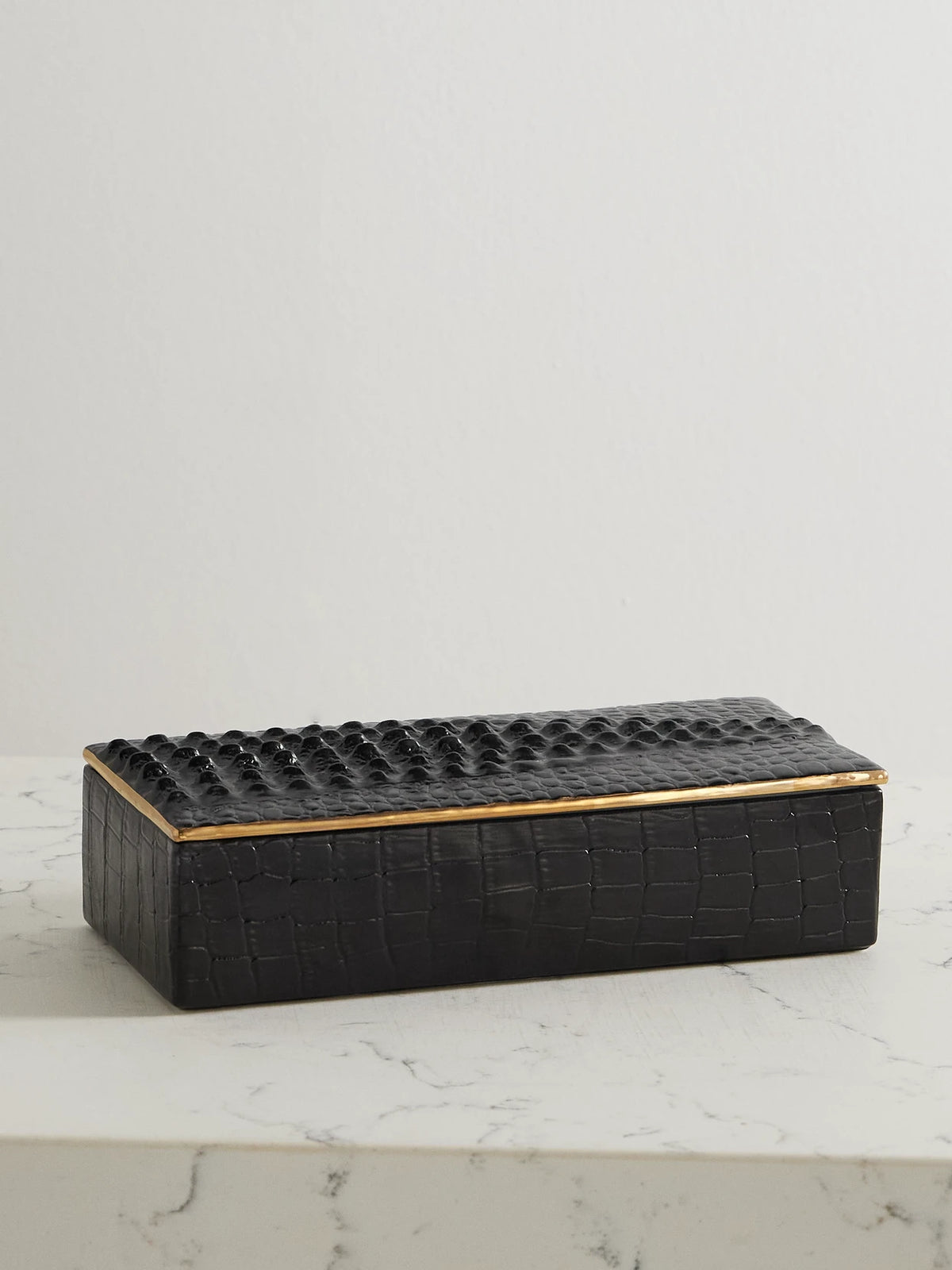 Gold-plated Croc-effect Porcelain Trinket Box