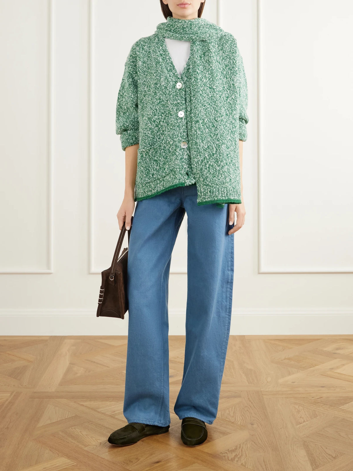 Image of Flats. Product name - The Penny Calf Hair Loafers in Dark green colour by brand - Jamie Haller