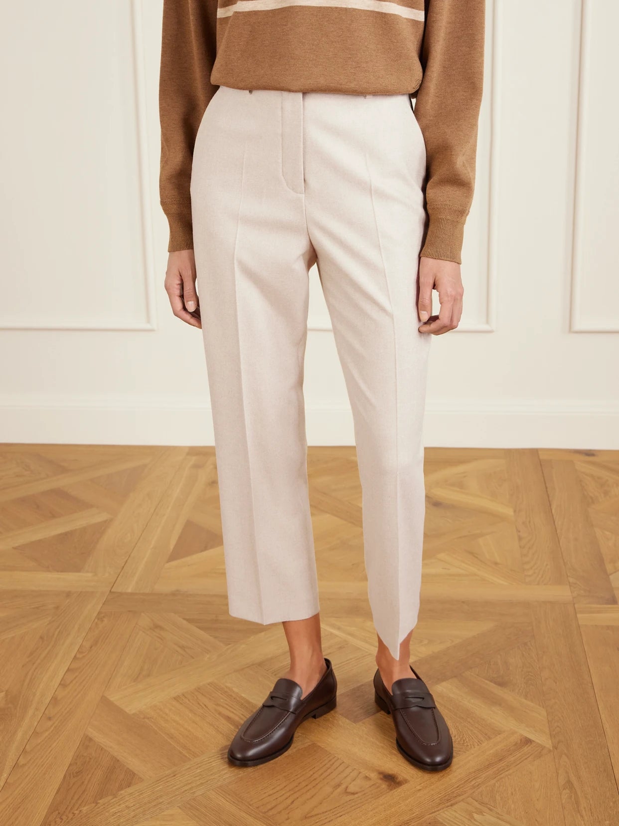Dermot Cropped Wool And Cashmere-blend Flannel Straight-leg Pants