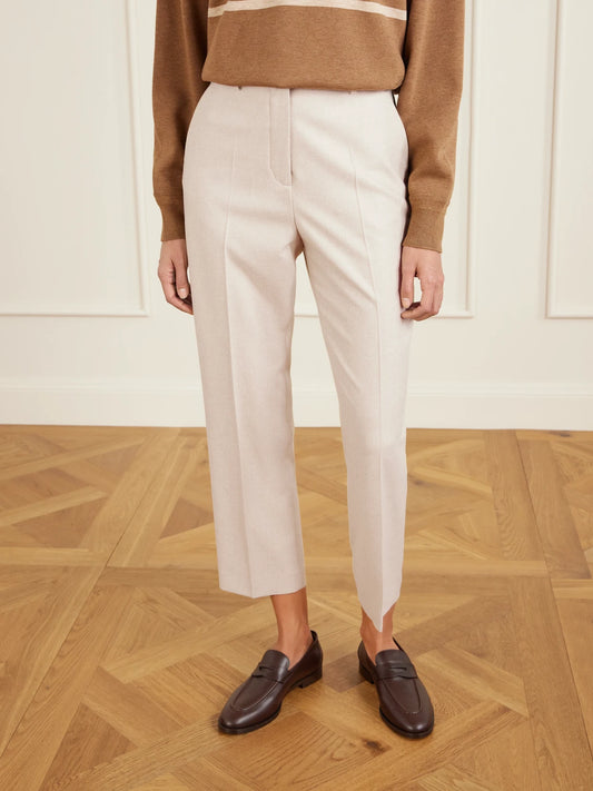 Dermot Cropped Wool And Cashmere-blend Flannel Straight-leg Pants
