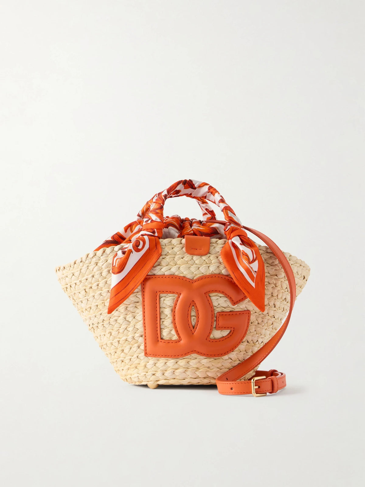 Kendra Logo-appliquéd Leather-trimmed Raffia Bucket Bag